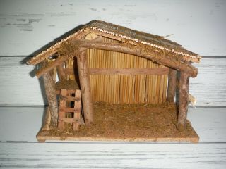 Vintage Wood Wooden Nativity Manger Creche Stable