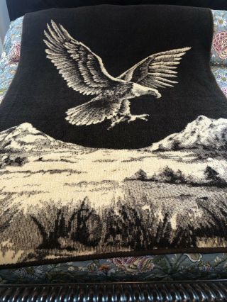 Vintage Lintex International Eagle Reversible Blanket Throw 75 X 55 Spain