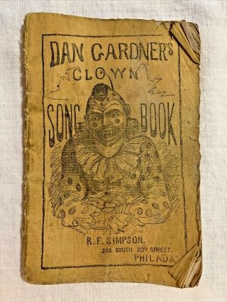 1861 Phila.  Clown Book R.  F.  Simpson - Dan Gardner Clown Songs Limericks Weird