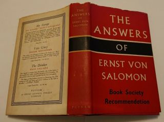 The Answers Of Ernst Von Salomon,  1st Edition,  1954,  Military,  History,  Ww2
