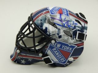 Henrik Lundqvist Autographed Ny Rangers Mini Goalie Mask W/ Steiner Sticker