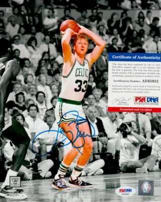 Larry Bird Boston Celtics Signed Autograph 8 X 10 Photo Psa Dna Ae65952