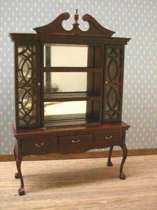 Dollhouse Miniatures Vintage Bespaq Mahogany Mirrored Back Buffet (repaired)