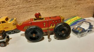 VINTAGE 1940 ' S MARX TIN LITHO WIND UP RACE CAR 7 WITH DRIVER 2