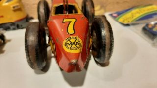 VINTAGE 1940 ' S MARX TIN LITHO WIND UP RACE CAR 7 WITH DRIVER 3