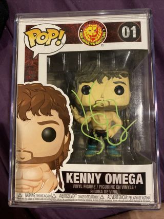 Kenny Omega Signed Funko Pop Bas Japan Pro Wrestling Aew With Hard Stack
