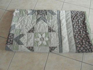 Vintage Patch Work Quilt/ Various Colors And Prints/ Lavenders & Greens