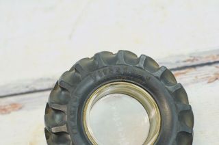 Vintage Retro Firestone Tractor Tire Ashtray Advertising With Glass 2