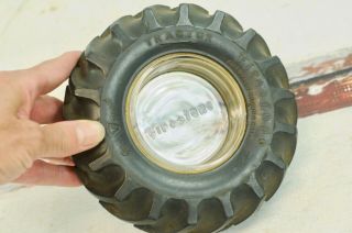 Vintage Retro Firestone Tractor Tire Ashtray Advertising With Glass 3