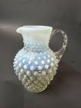Vintage Hobnail Opalescent Glass Pitcher Antique Collectible Glassware