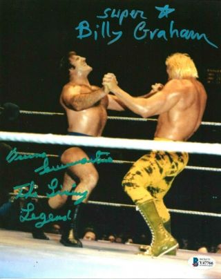 Bruno Sammartino And Billy Graham Hand Signed 8x10 Photo With Beckett 2