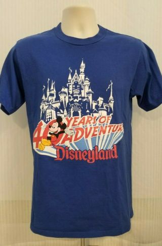 Vintage Disneyland 40 Years Of Adventure Blue T Shirt - Size S B3