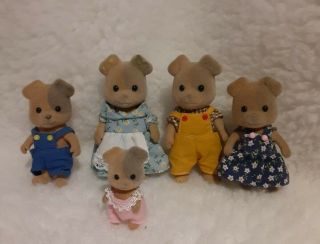 Retired Calico Critters/sylvanian Families Vintage Forester Dog Family Of 5