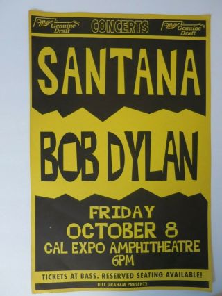 Vintage Concert Poster Santana Bob Dylan Oct 1993 Bill Graham Prod