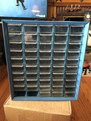 Vintage Akro Mils Metal 50 Drawer Cabinet Organizer Storage Box Bins Parts