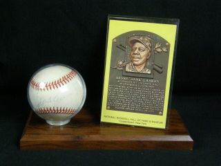 Hank Aaron Authentic Autographed Signed Baseball & Hof Plaque Postcard