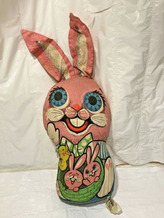 Vtg Easter Rabbit Bunny W Chicks 1966 Talking Patter Pillow By Mattel