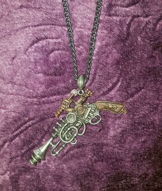 Alchemy Gothic Pendant Necklace Cantasonic Wave Gun Steampunk Vintage