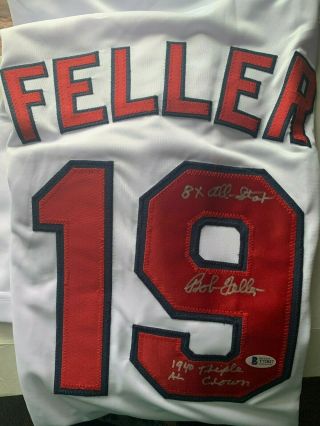 Bob Feller Signed Jersey Auto Cleveland Indians W/inscription Beckett