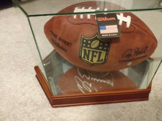 Eli Manning Signed NFL Wilson The Duke Football with Display Case Superbowl 2