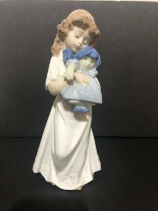 Vintage 1989 Lladro Nao Sleepy Girl W/ Doll Porcelain Figurine 8 Inches