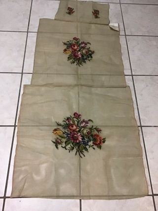 Needlept Vintage (3 Pc.  Attached) Pre - Worked Center Floral 4899.  You Need To