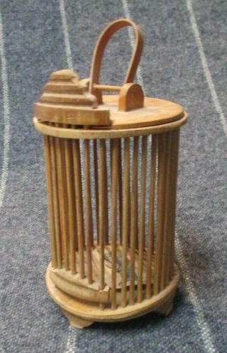 Vintage Wood Cricket Grasshopper Cage Little Pet Animal Container - 4 " Tall