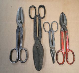Vintage Metal Tin Snips Shears Wiss Sears Pexto - Vintage Metal Tools