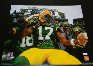 Davante Adams Signed Autographed Green Bay Packers Lambeau Leap 16x20 Photo Jsa