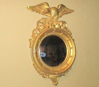 Vintage Syroco Bullseye Porthole Eagle Convex Mirror