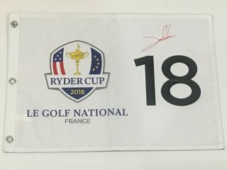 Jon Rahm Signed 2018 Ryder Cup Flag Le Golf National France Team Europe Proof