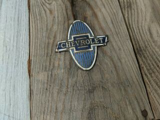 1929 - 1930 - 1931 Chevrolet Radiator Badge Emblem Made In Canada Vintage Blue