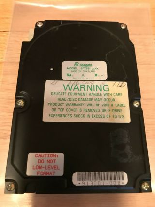 Vintage Seagate St - 351 A/x 42.  8 Mb 3.  5 Ide Hdd - For Ibm Pc