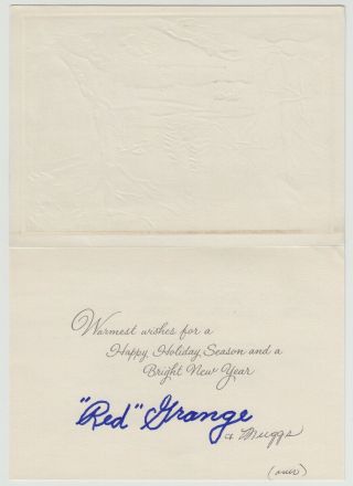 Red Grange Signed Autograph Christmas Card To Bronko Nagurski Hof Great Auto
