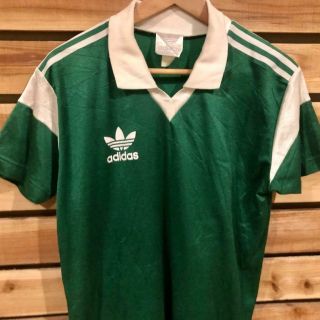 Vtg 70s/80s Adidas Originals Trefoil Logo Silver Tag Polyester Soccer Jersey M