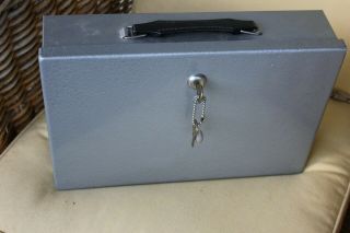 Vintage Metal Key Operated Lock Security Cash Safe Strong Box - Gauge 1/16 "