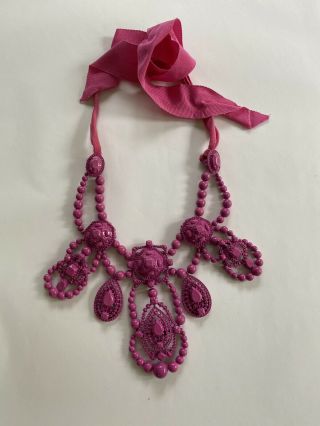 Vintage Lanvin For H&m Statement Necklace Pink