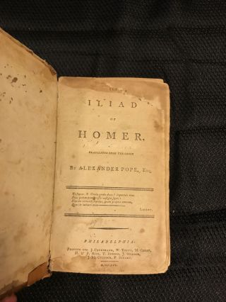 Rare,  Antique The Iliad Of Homer Book By Alexander Pope 1795