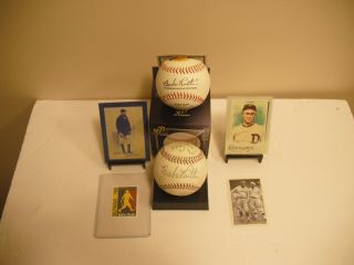 Babe Ruth,  Ty Cobb " Signed " Baseball,  100th Anniversary Ball & Pix All Rp 