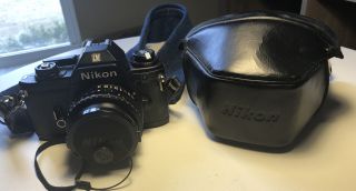Vintage Nikon Em Slr 35mm Camera With Nikon Series E 50 Mm Lens And Case