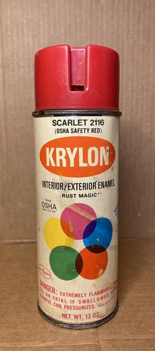 Vintage Krylon 2116 Scarlet Spray Paint Can - Osha Safety
