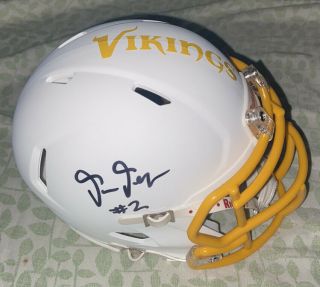 Justin Jefferson Autographed Minnesota Vikings Football Custom Mini Helmet Psa