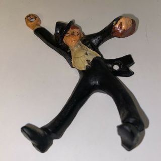 Vintage Cast Iron Drunk Man With Top Hat Wall Mount Bottle Opener Home Bar Deco