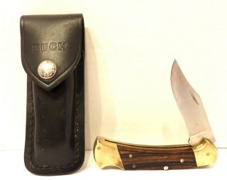 Vintage Buck 112 Hunting Folding Lockback Pocket Knife W/ Leather Sheath Usa