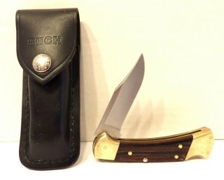 VINTAGE BUCK 112 HUNTING FOLDING LOCKBACK POCKET KNIFE W/ LEATHER SHEATH USA 2