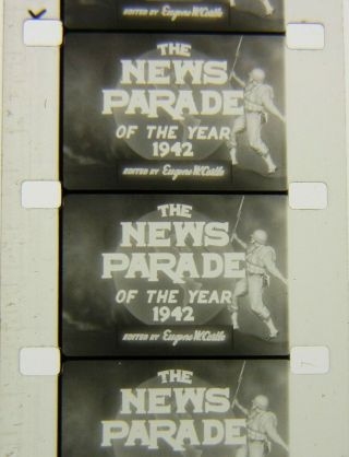 Vtg Wwii 16mm 3.  75 " Reel B,  W Film Newsreel Movie News Parade 1942 Castle Films