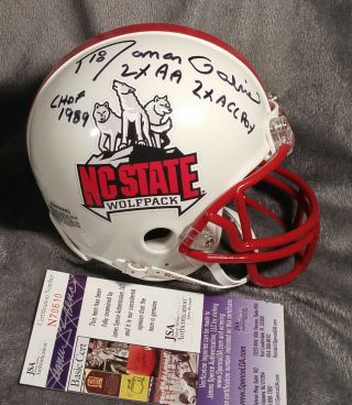 Roman Gabriel Signed Nc State Wolfpack Mini Helmet Jsa Eagles Rams Autograph