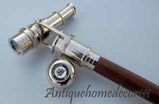 Brass Vintage Telescope Hidden Cane Folding Walking Stick Nautical Gift 36 " Long