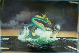 Rare Asia Dragon Roger Dean 1982 Vintage Pin Up Poster