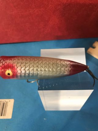 Vintage Heddon Chugger Spook Fish Flash Silver Foil Antique Fishing Lure